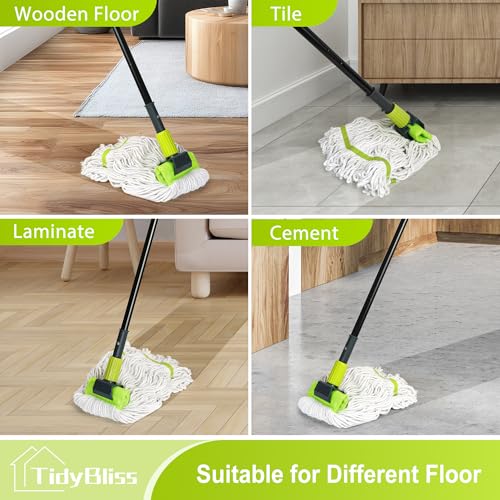 TidyBliss Commercial Mop Heavy Duty with 57.5” Long Handle (Green) - color: Green