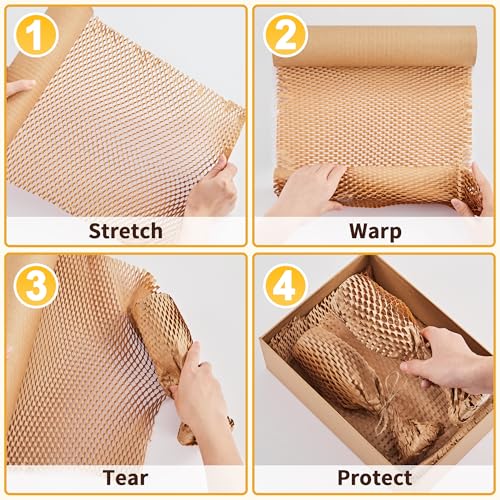 JARLINK Honeycomb Packing Paper, 15" x 131' Bubble Wrap Roll for Packing - size: 15"x 131'