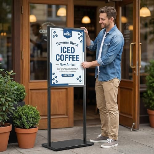 Double Sided Metal Sign Stand, 22x28Inch Black Poster Display Holder - color: Black