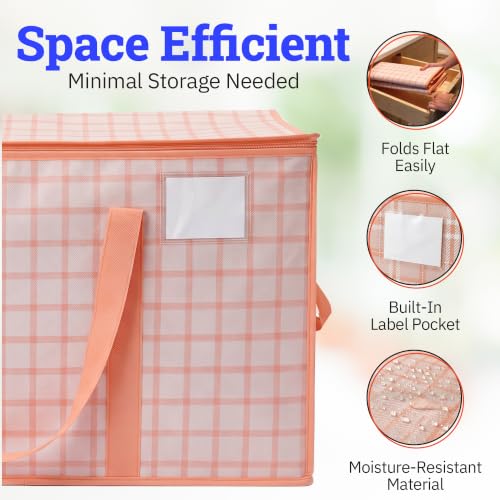 DURASACK Collapsible 26-Gallon Storage Bags, Pink Plaid, Pack of 2 - color: Pink Plaid