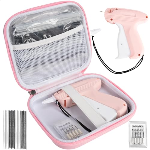 Stitch Gun for Clothes, Quick Clothing Fixer Handheld Stitch Tag Gun for Clothing Mini Stitch Quilting Hemming Sewing Kit Sticky Gun for Clothes with 6 Needles,2500 White & 2500 Black Fasteners - color: Stitch Gun with Case - Pink