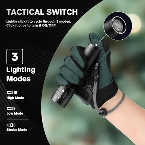 RECHOO 6-Pack LED Flashlight, Bright Small Flashlights High Lumens, 3 Modes, Battery-Powered Pocket Mini Flashlights, Flash Light Adjustable Focus, Waterproof Flashlights for Home Emergency Camping - color: Black, size: 6 Pack