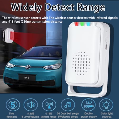 Door Alarm, Motion Sensor Doorbell Entry Alert Detector for Home Office Store Business, Sleepwalker Elderly Toddler Safety Monitor, Caregiver Reminder Kids Safety, Driveway Mailbox
