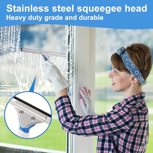 Mitclear Window Cleaning Kit 14IN Squeegee & Scrubber for Shower Glass Car - size: 14 IN