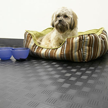 Rubber Cal Diamond-Grip Floor Mat - color: Black, size: 2mm x 4 x 6-Feet