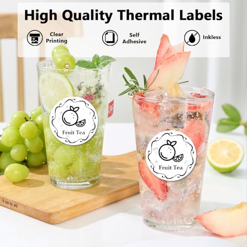 750PCS 2 Inch Circle Thermal Sticker Paper for Label Printer, White - color: White, size: 750PCS/Roll