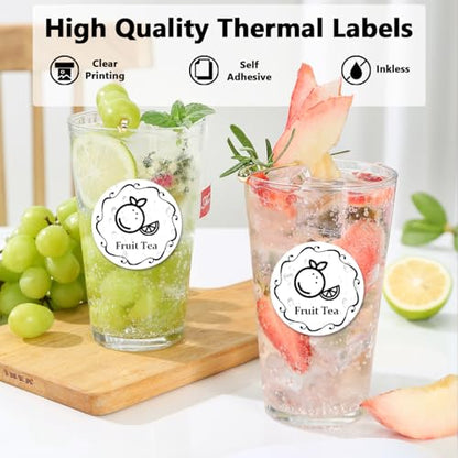 750PCS 2 Inch Circle Thermal Sticker Paper for Label Printer, White - color: White, size: 750PCS/Roll