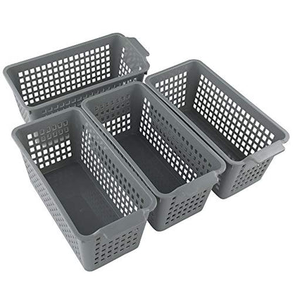Plastic Baskets for Organizing, Grey, Set of 4 - size: drawer baskets