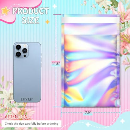 FUNFERY 7.9x11.8in Holographic Mylar Poly Mailers Self Sealing AdhesiveBag - color: Holographic Self Adhesive-100P, size: 7.9x11.8 inch