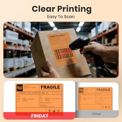 Direct Thermal Label Orange Vinyl 4 x 6 Inch Printer Sticker 250 PCS - color: Orange