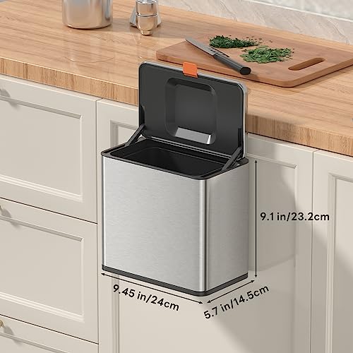 Mbillion 1.05 Gal Silver Hanging Stainless Steel Compost Bin - color: Silver, size: 1.05 Gal