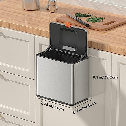 Mbillion 1.05 Gal Silver Hanging Stainless Steel Compost Bin - color: Silver, size: 1.05 Gal