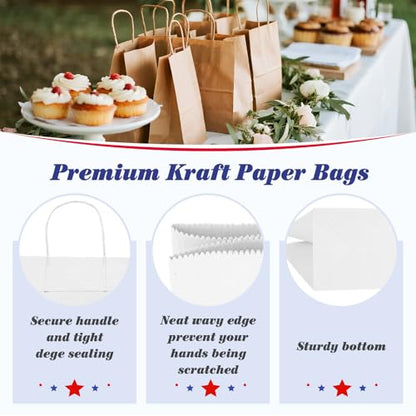 GSSUSA White Paper Bags with Handles, Medium Gift Bags 8x4.25x10.5, 20 Pack - color: White, size: 1 Count (Pack of 20)