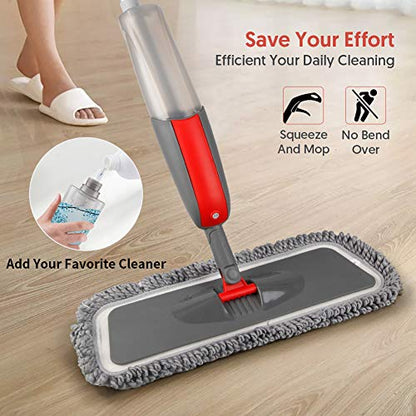 Spray Mops for Floors Cleaning: Hardwood Floor Mop Wet Dry Mop Refillable - color: Red