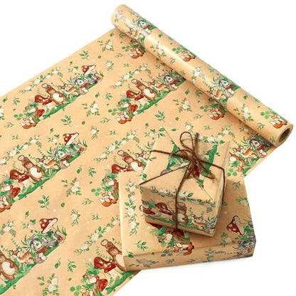 WERNNSAI Baby Shower Kraft Wrapping Paper - 33 ft Baby Shower Wrap Paper - color: Baby Animal-Garden