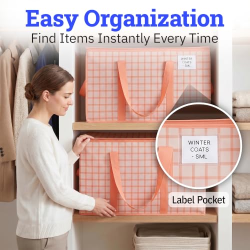 DURASACK Collapsible 26-Gallon Storage Bags, Pink Plaid, Pack of 2 - color: Pink Plaid