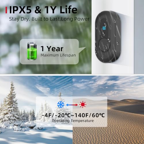 CallToU Hearing Impaired Doorbell, Loud Wireless Chime with Flashing Light - size: 2 Push Buttons + 3 Receivers