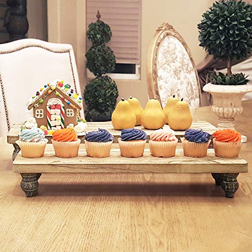 Ikee Design 2 Pcs Set Wooden Display Riser, Cupcake Dessert Display Riser - color: Oak