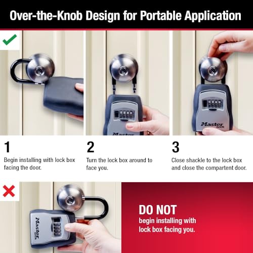 Master Lock Portable Key Lock Box, Combination Lock Box Holds 5 Keys 5400EC - size: 1 Pack, style: Standard Shackle