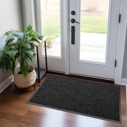 koloko 2ft x 9ft Durable Dirt Trapper Front Door Mat Outside Entrance - color: Black Stripe, size: 2 FT x 9 FT