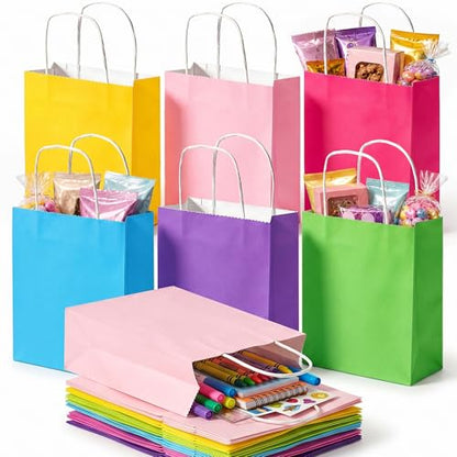 LovesTown 18PCS Small Gift Bags with Handles, 5.9X3.1x8.3 inch Goodie Bags - size: 1 Count (Pack of 18)