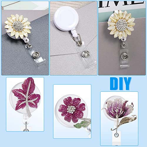 Zonon 100 Pcs Retractable Badge Reel ID Holder with Clip,White - color: White