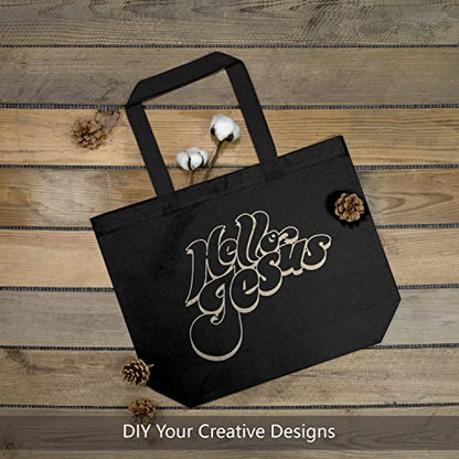 TOPDesign 2-Pack Canvas Tote Bags with Magnetic Snap, Reusable Grocery Shopping Bags, DIY Your Creative Designs - color: Black