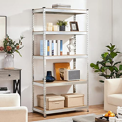 Topeakmart 5 Tier Metal Storage Shelving Unit, 35.5x17.5x72 Inch Silver - color: Silver, size: 35.5 x 17.5 x 72 Inch