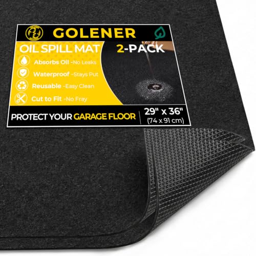 2-Pack Golener Oil Spill Mat - Garage Floor Mat, Absorbent Oil Pad, Premium Maintenance Mat, Waterproof, Contain Liquid, Protect Garage Surface from Spill & Stain, Reusable, Washable, Durable, 29”x36” - size: 2-Pack 2'5" x 3' (Rectangular)