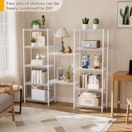 Golpart 6Tier Adjustable Storage Shelves Metal Wire Shelving Standing Shelf - color: White, size: 6-tier-12"Dx22"Wx69"H