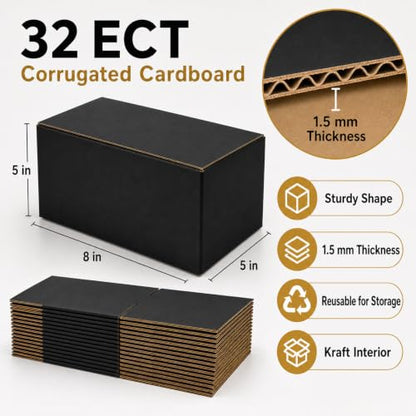 8x5x5 Black Shipping Boxes, Pack of 35 - size: 8"x5"x5"