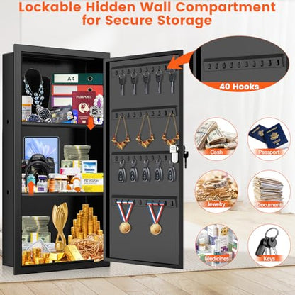 25.6" Tall Wall Safe Between 16" Studs | 33% Larger Capacity | In Wall Safe - color: Black, size: 25.6" Tall