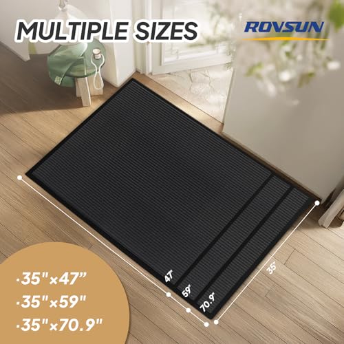 ROVSUN Front Door Mat Indoor Outdoor Entrance, Waterproof Heavy Duty Doormat, Stain and Fade Resistant, Low Profile, Easy Clean Welcome Floor Mats for Commercial Entry Patio Porch, 59"×35", Grey