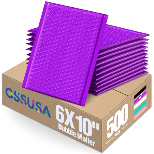 GSSUSA Purple Bubble Mailers 6x10 500 Pack, Self Seal Padded Envelopes - color: Purple, size: 6x10 500PC