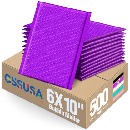 GSSUSA Purple Bubble Mailers 6x10 500 Pack, Self Seal Padded Envelopes - color: Purple, size: 6x10 500PC