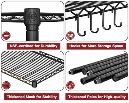 PrimeZone Wire Storage Shelves, 5-Tier Adjustable NSF Metal Shelving - size: 35.5"W x 14"D x 72"H