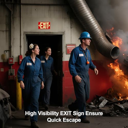 Photoluminescent Aluminum Exit Sign Red Glow in The Dark, 12x7 In Self-Adhesive Backing Emergency Exit Sign Sticker with Removable Arrows, Non-Electrical for 50 Feet Visibility (1 Pack) - color: 1 Pack