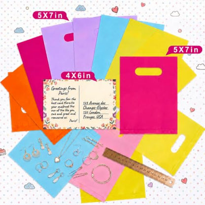 Maitys Rose Red 300 Pcs Small Plastic Bags with Handles 5x7 for Business - color: Rose Red