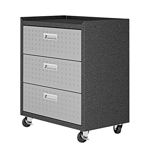 Manhattan Comfort Fortress Collection Convenient Durable Mobile Garage 6 Piece Tool Set, Great for a Variety of Tools and Supplies, 6 Piece, Dark Charcoal Gray/Silver - color: Black/Grey, style: 6-Piece Set