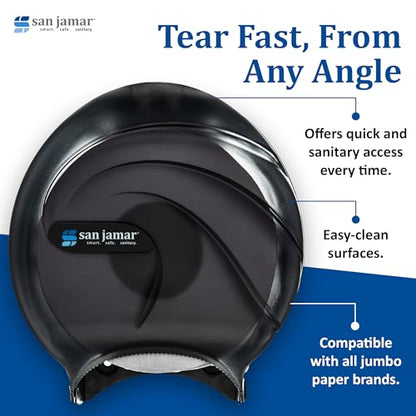 San Jamar Oceans Plastic Single Jumbo Bath Tissue Dispenser, 3.25" Core, Black Pearl
