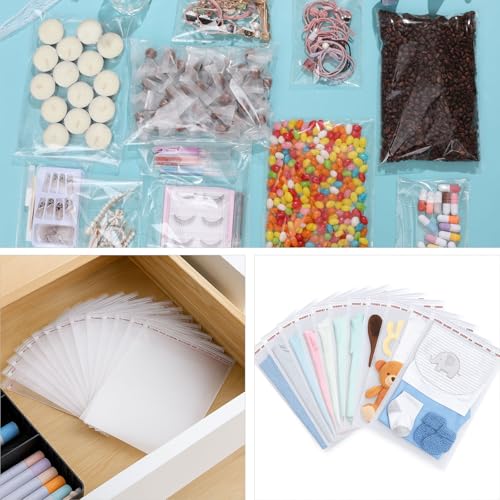 12 x 16 inches Large Resealable Cellophane Bags 600 pcs Self Sealing for Packaging Products Self-adhesive Cello Bag for Clothes, T-shirts, Pants and Gifts, 600 ct in Bulk