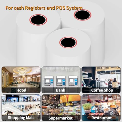 Thermal Receipt Paper Rolls, 2 1/4'' x 85' Thermal Paper, POS Cash Register Paper Roll (50 Rolls) - size: 2 1/4" x 85"