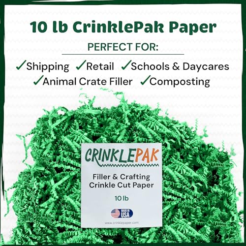 10LB Green Crinkle Paper Filler USA Made - color: Green, size: 10 LB
