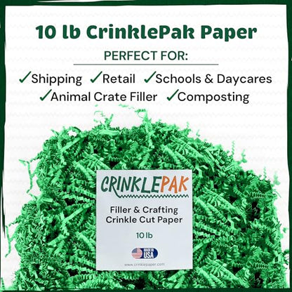 10LB Green Crinkle Paper Filler USA Made - color: Green, size: 10 LB