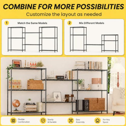 4-Tier Adjustable Storage Shelves 600LBS Heavy Duty Wire Shelving - color: Black, size: 36" W x 14" D x 54" H-4 Tier