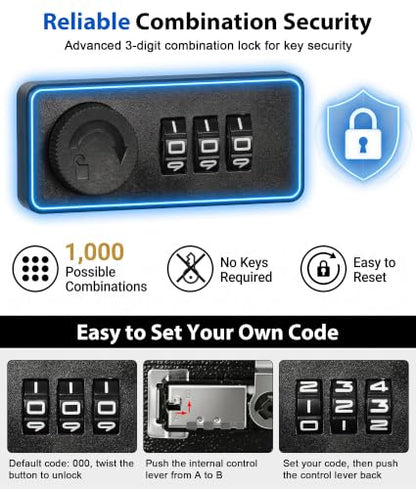 KYODOLED Key Box, 40-Key Lock Box with Combination Lock, Wall Mount, White - color: White-01