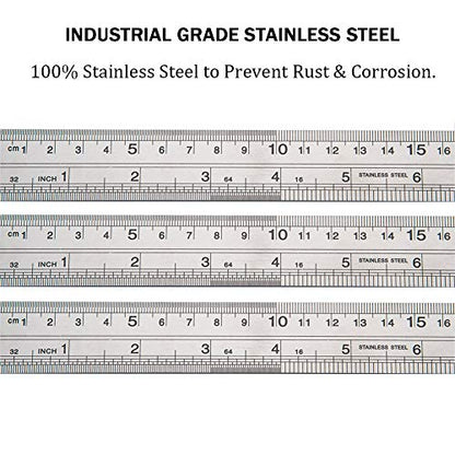 ZZTX Metal Ruler 16 Inches Stainless Steel 1 Pack
