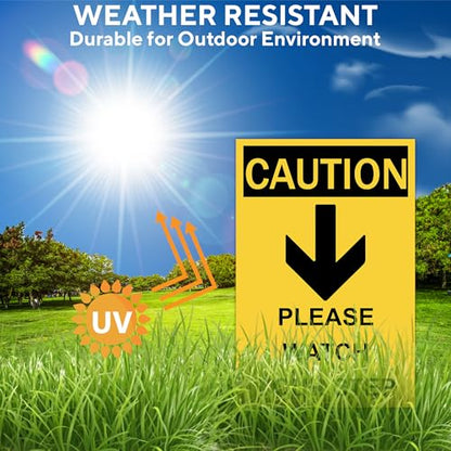 Caution Please Watch Your Step Sign - Rust Free, Caution Warning Signs for Outside, Home and Business - UV Protected, Waterproof and Easy to Install - 2 Pre-drilled Holes - color: Pack of 2, size: 8"x12"