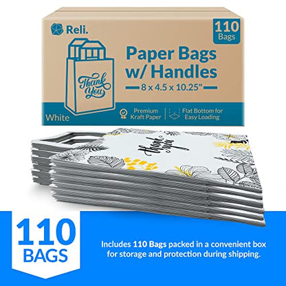 Reli. Thank You Paper Bags with Handles (110 Bulk) White