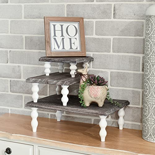 Ikee Design 3 Pcs Set Wooden Display Riser - color: Coffee, 3 pcs